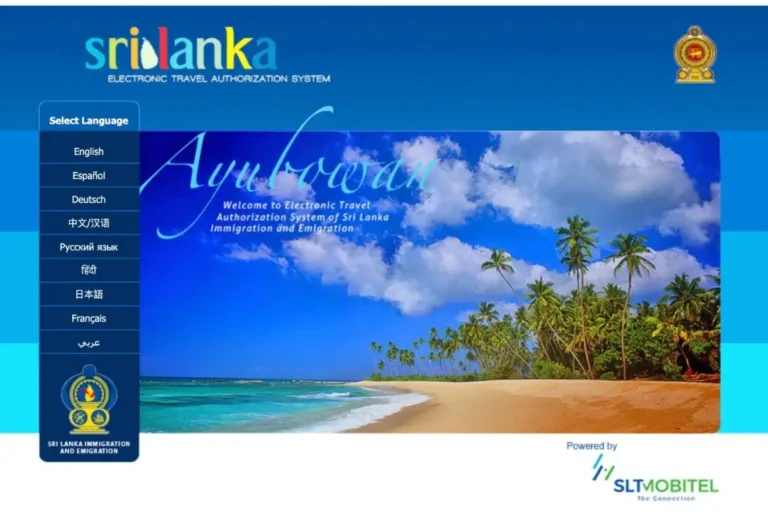 Sri Lanka travel authorization webpage, ETA